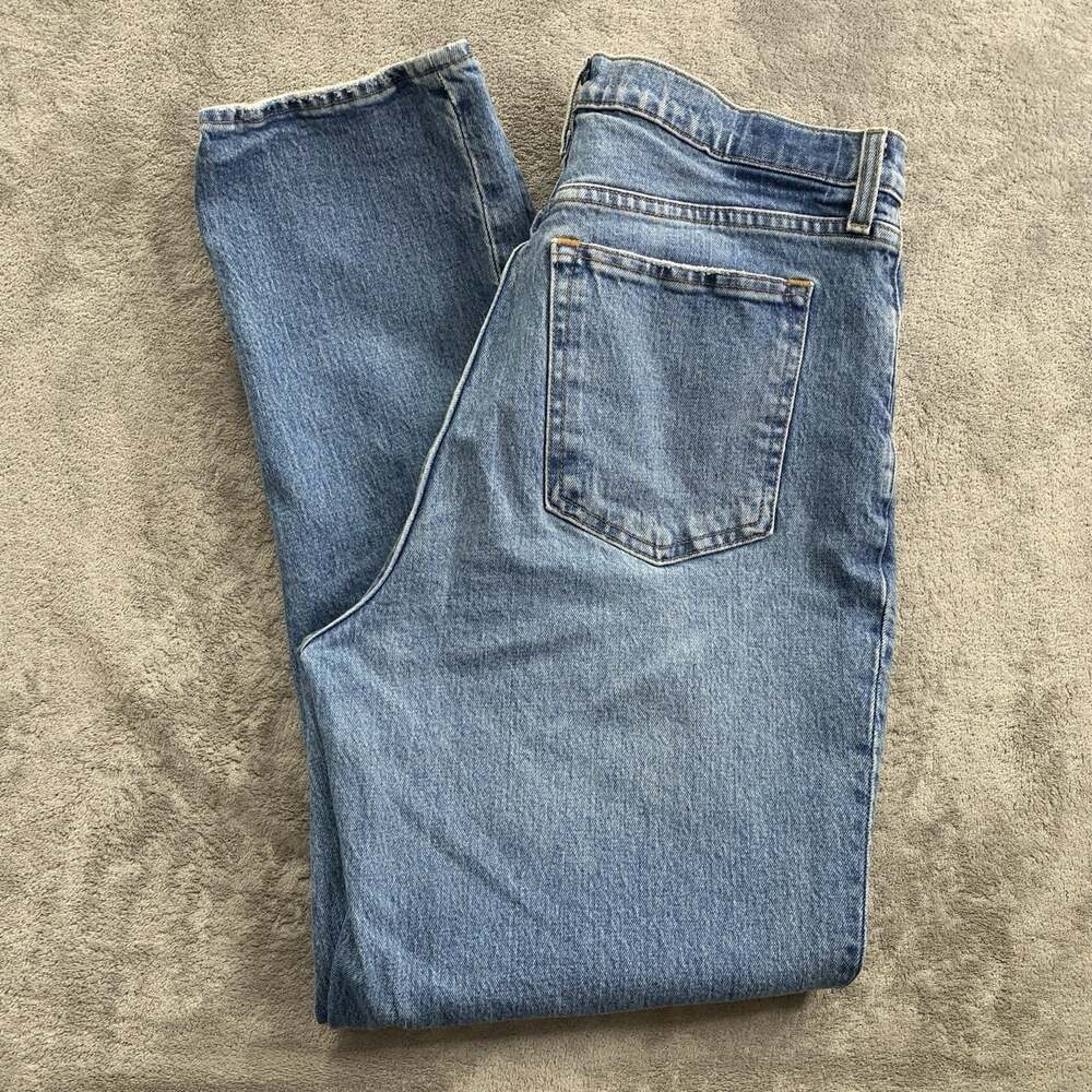 Abercrombie & Fitch 90s Straight Ultra High Rise Jeans Womens 32 14R Blue Denim